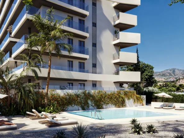 Contemporary residence and communal pool in Fuengirola — illustration