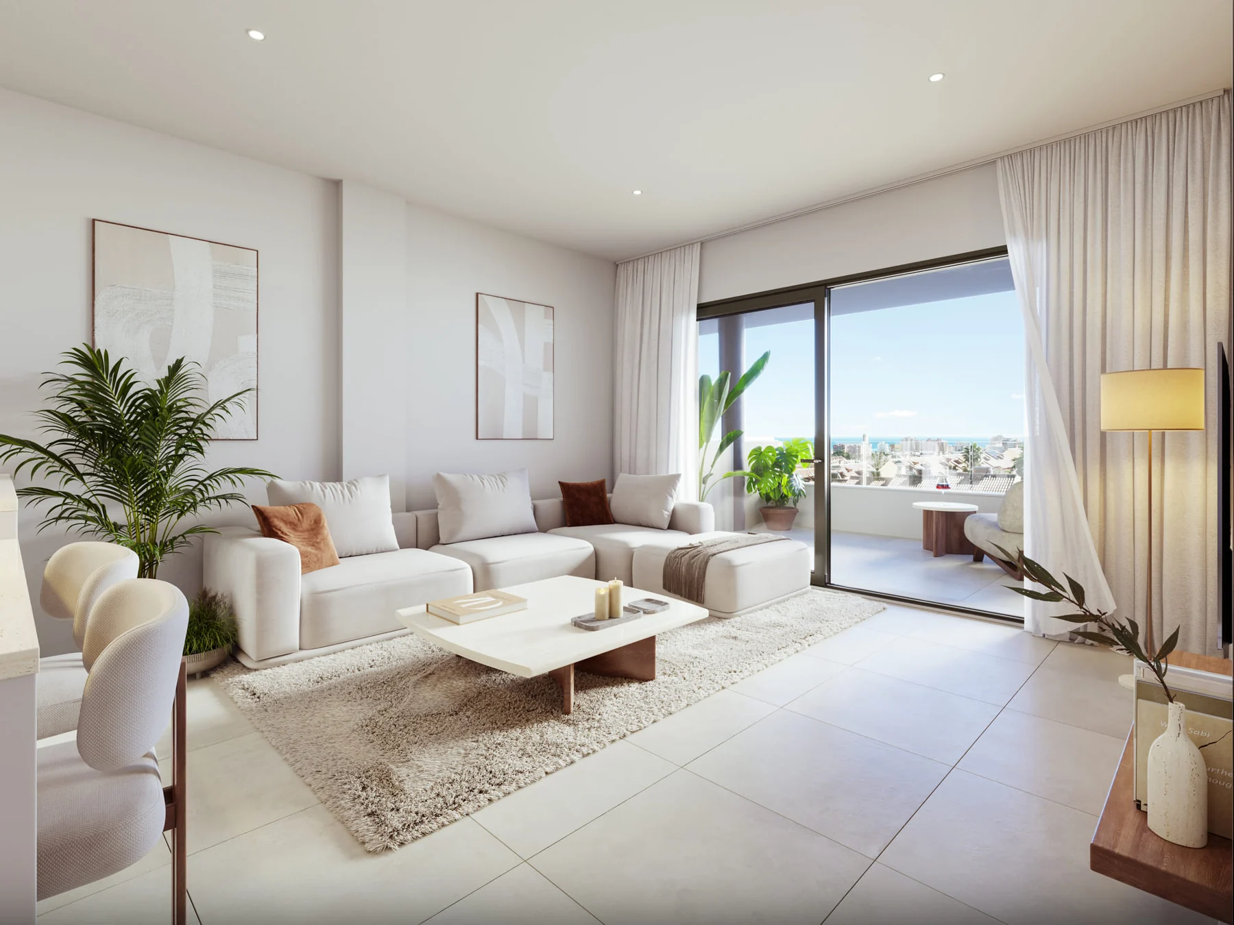 Illustrative living room with access to a terrace