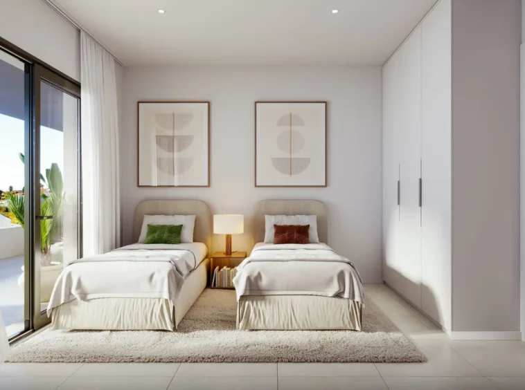 Illustrative twin bedroom