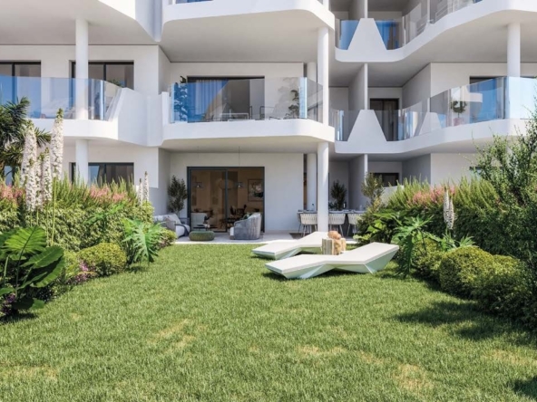 Architectural illustration of a garden apartment in El Higueron