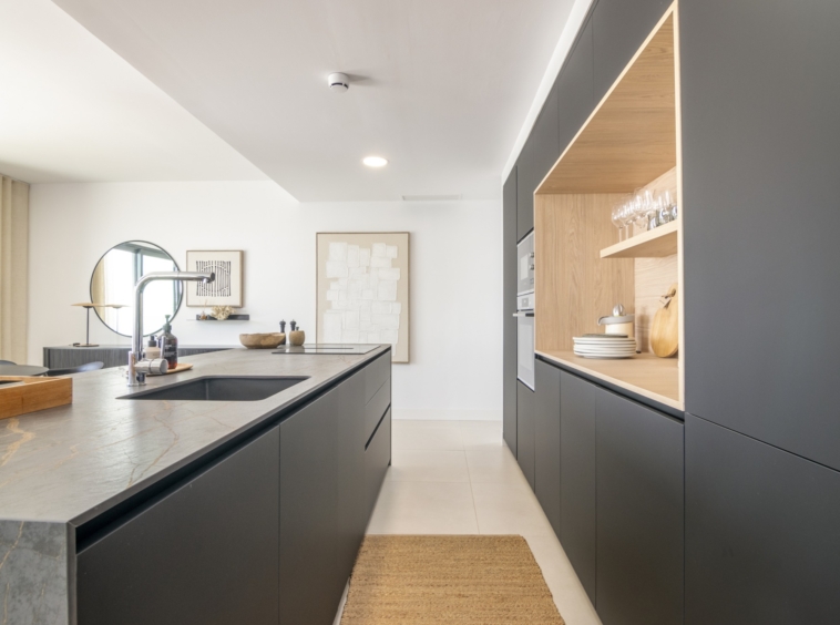 Representative fitted kitchen with an island