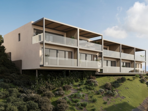 Architectural illustration of contemporary townhouses in El Higueron, Fuengirola