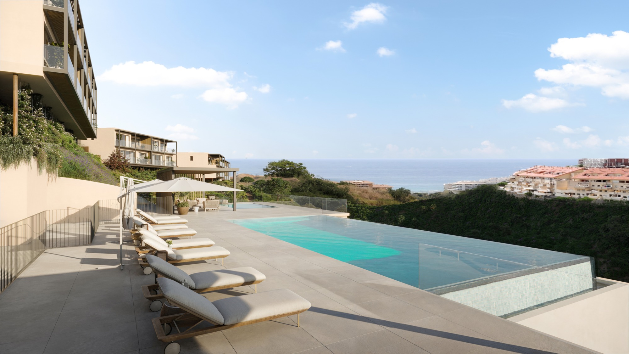 Illustration of the communal infinity swimming pool