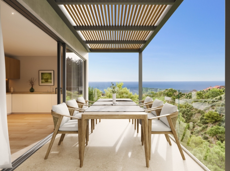 Illustrated outdoor dining terrace