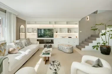 Contemporary living room and staircase