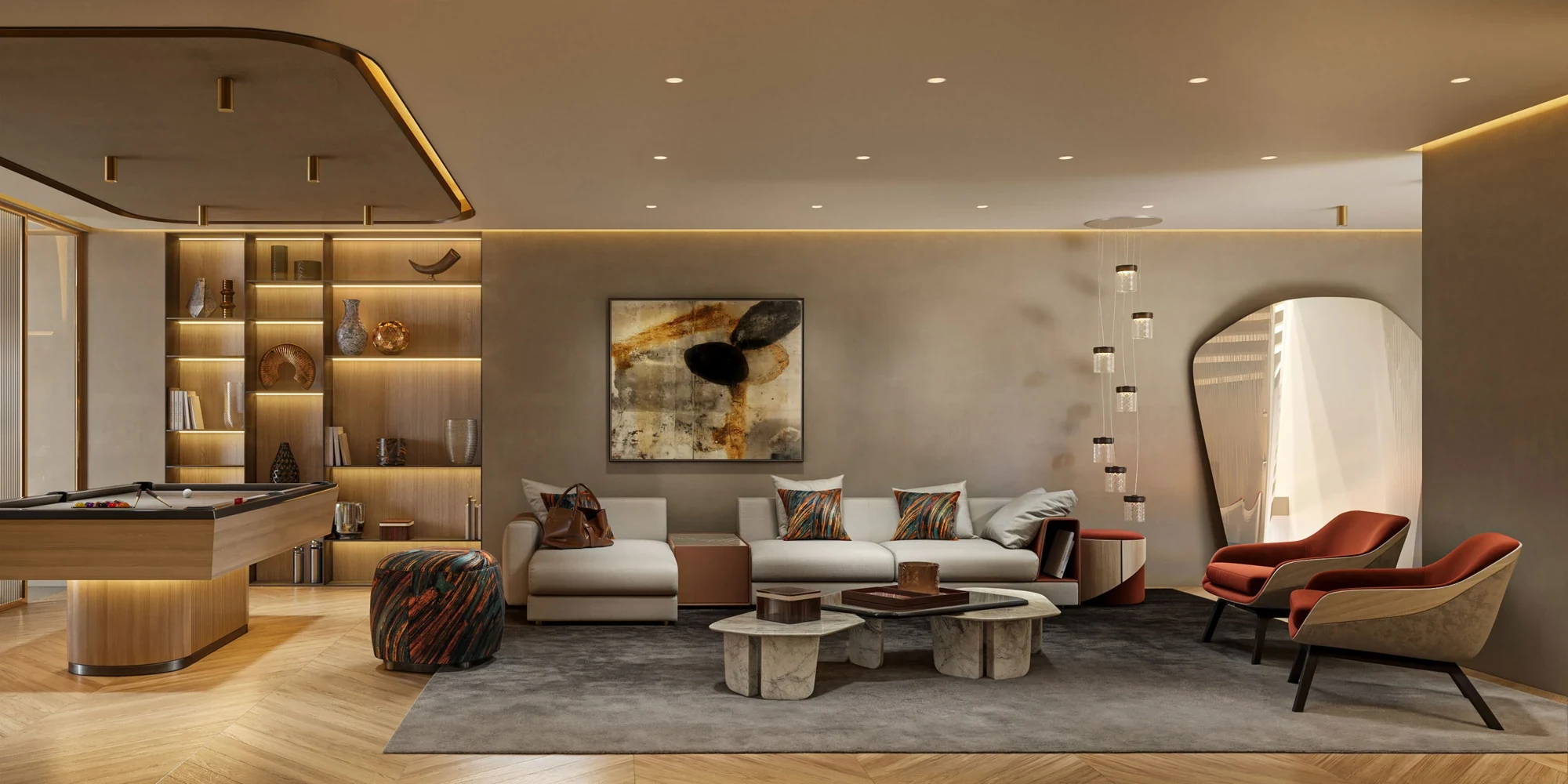 Illustrative lounge and entertainment area