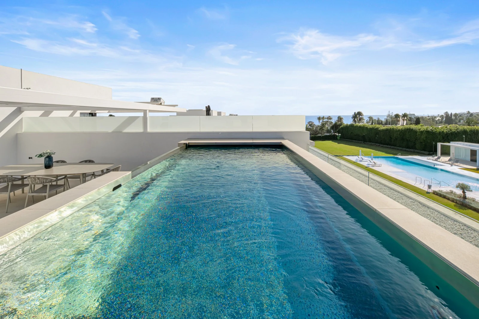 Private rooftop swimming pool with views across the Golden Mile