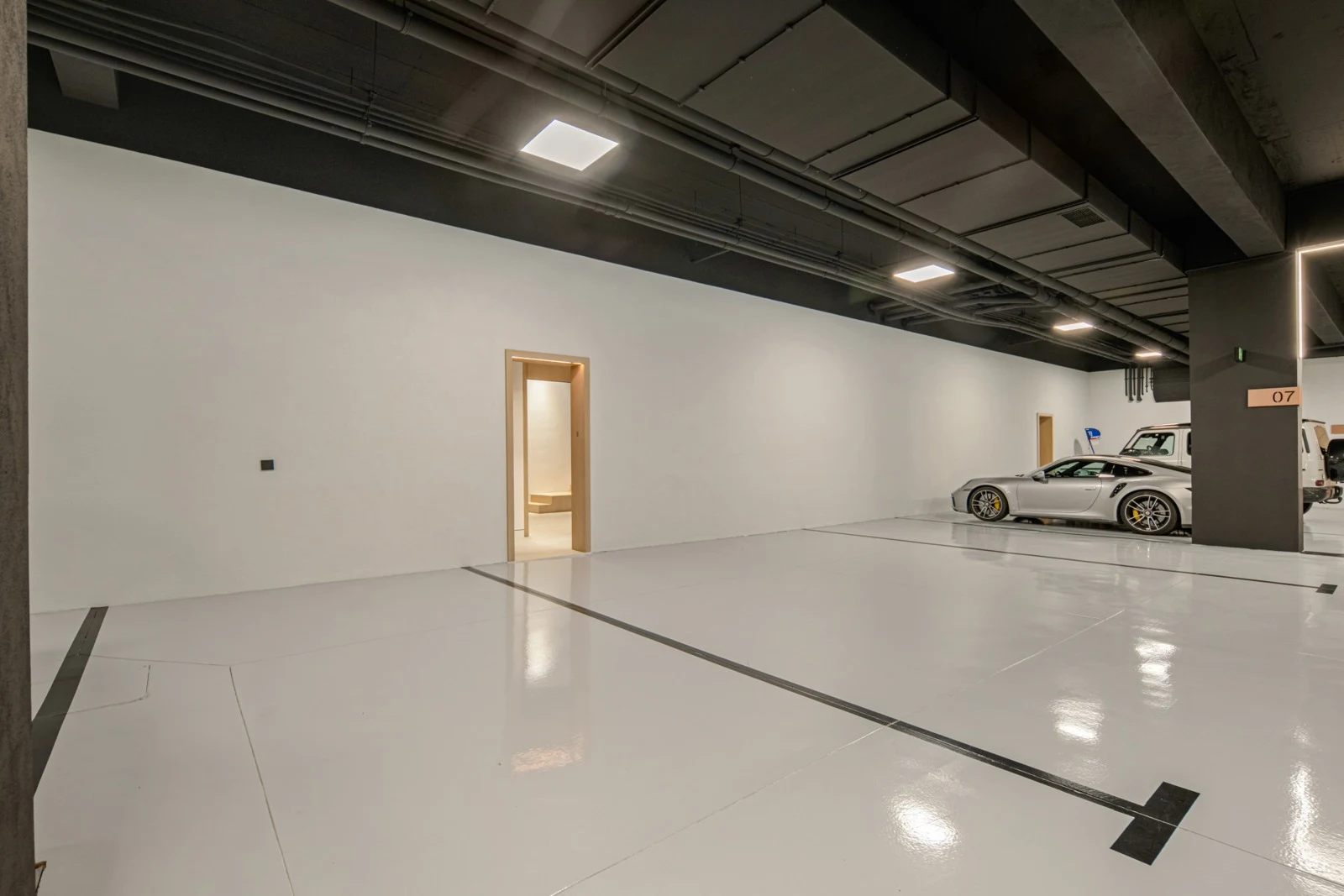 Private garage with space for four cars