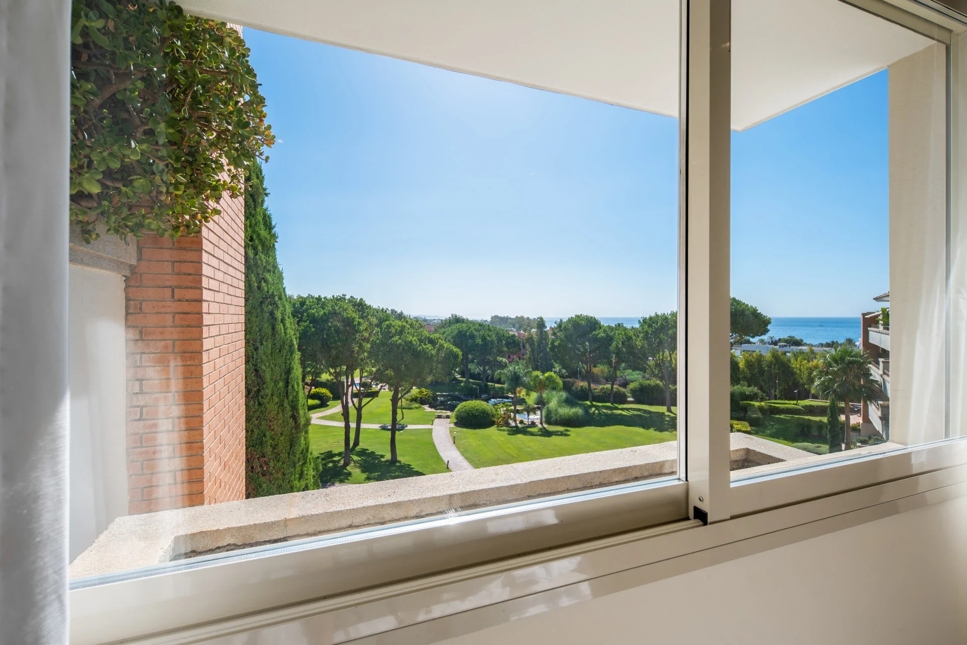 Garden and sea views from the apartment