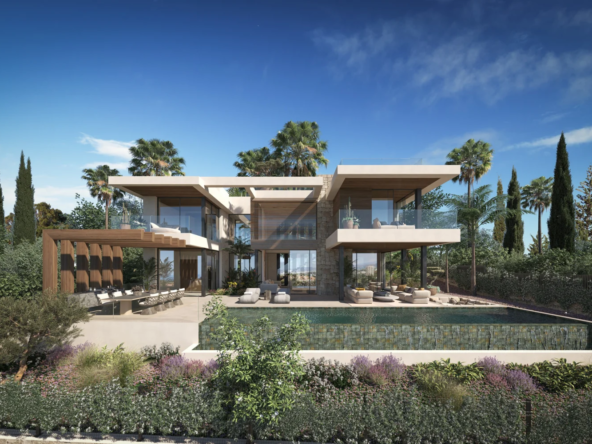 Illustration of the proposed contemporary villa and pool on the Golden Mile