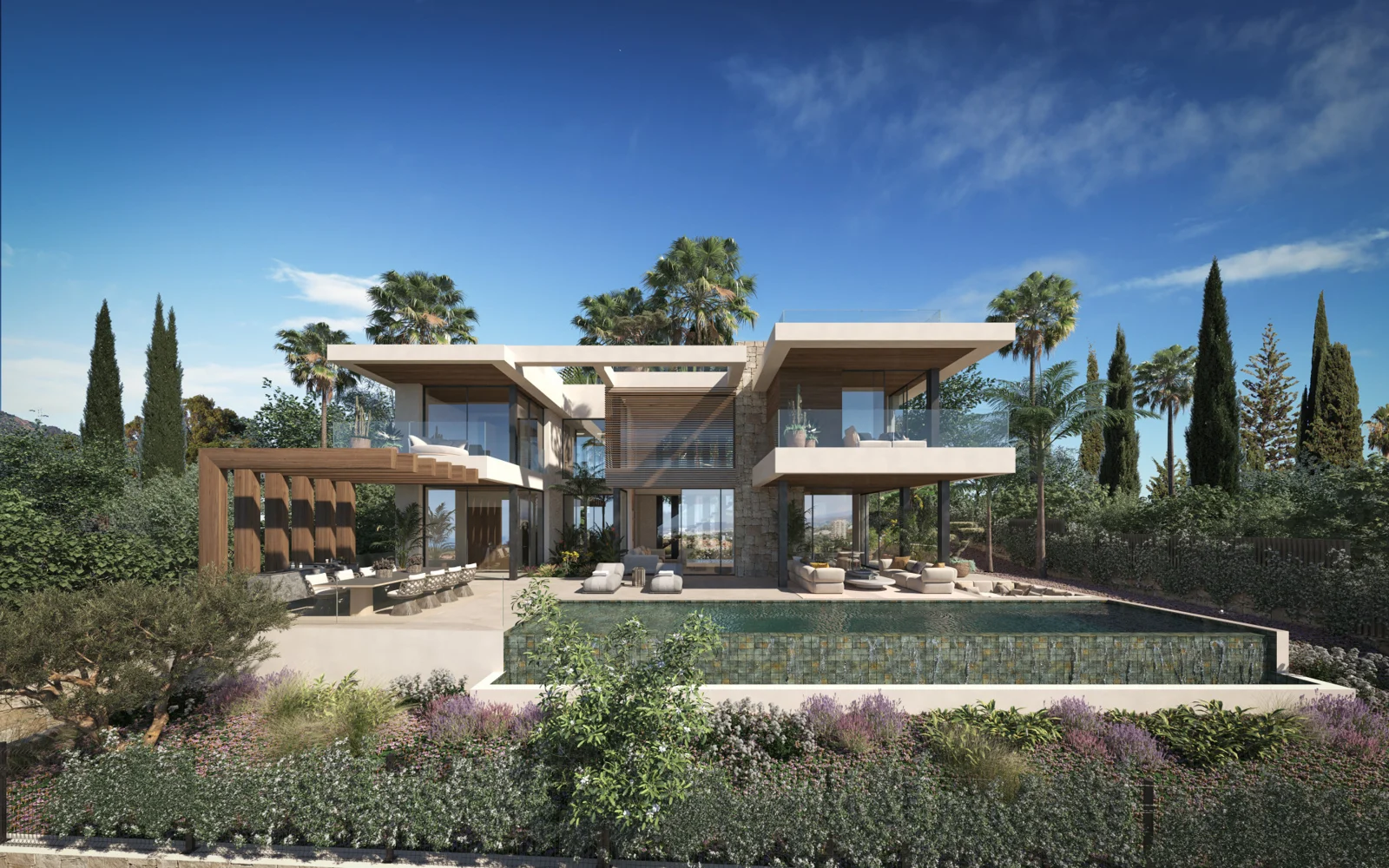 Illustration of the proposed contemporary villa and pool on the Golden Mile