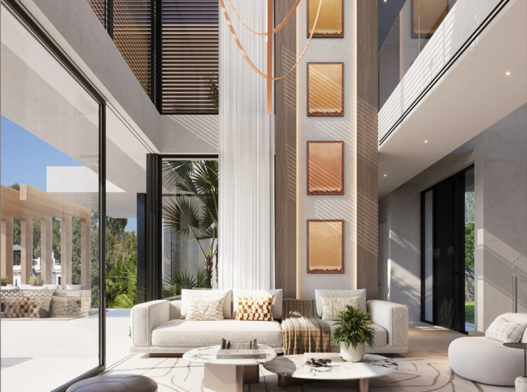 Illustrative double-height living room in the villa project