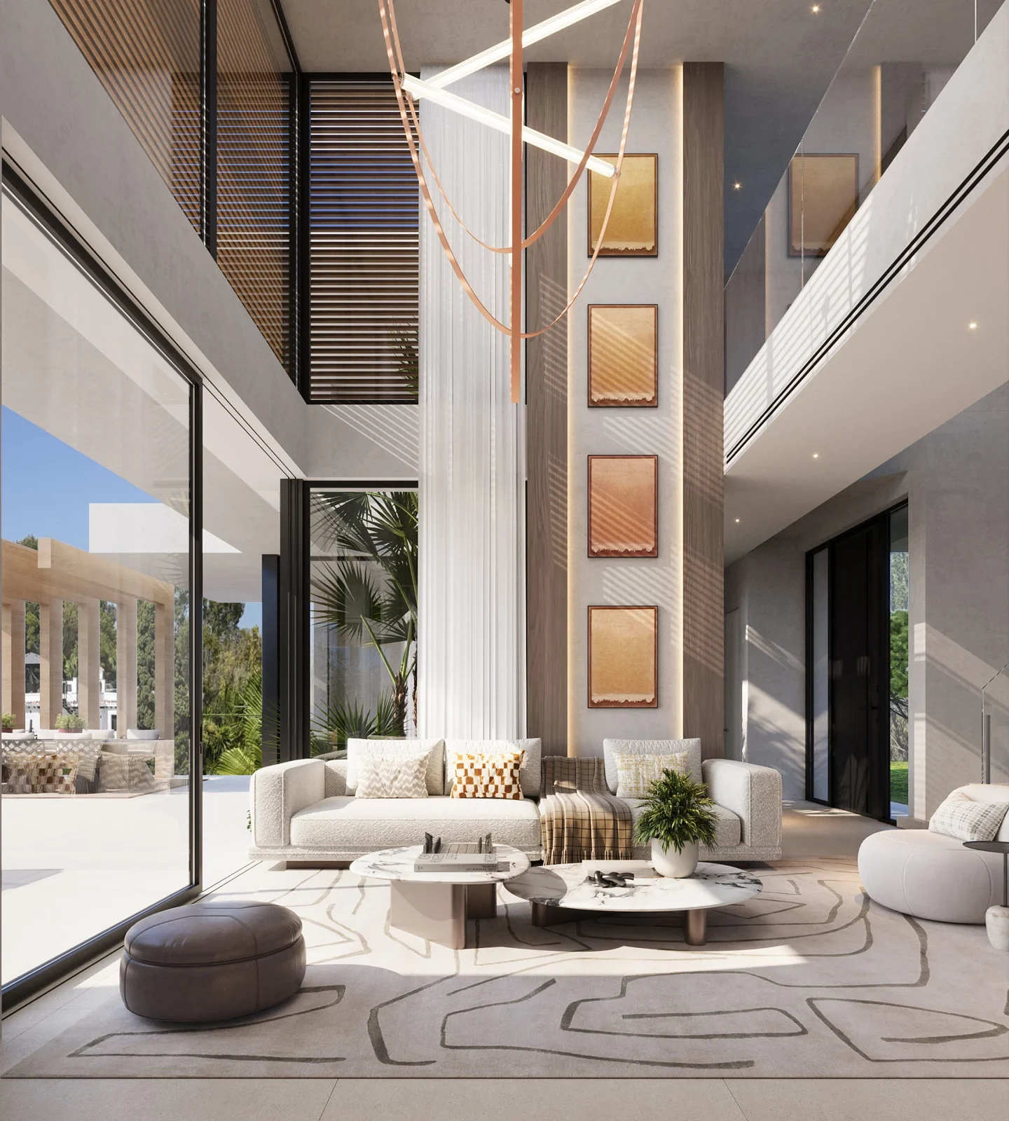 Illustrative double-height living room in the villa project