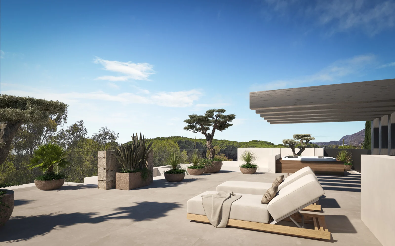 Illustrative rooftop terrace in the villa project