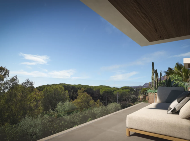 Illustrative terrace overlooking the surrounding landscape