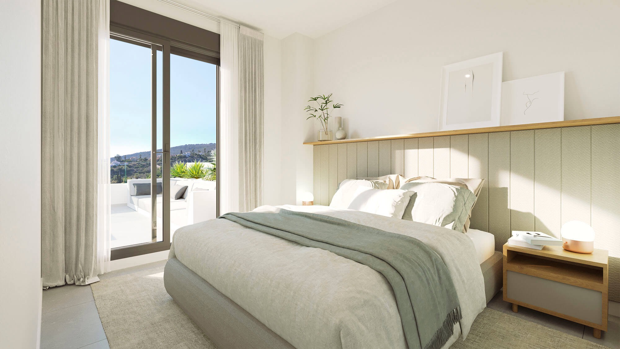 Illustration of a contemporary principal bedroom