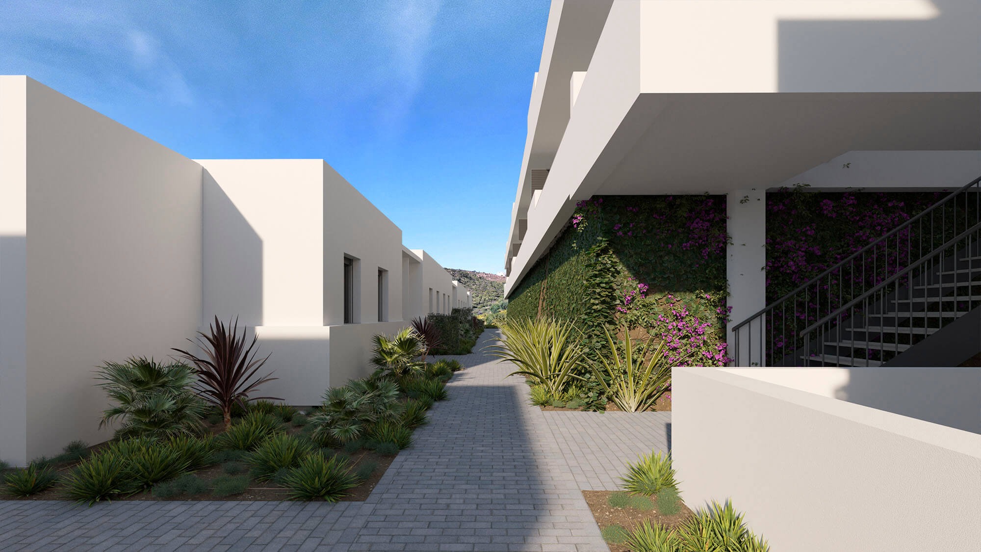 Illustration of pedestrian access between the townhouses