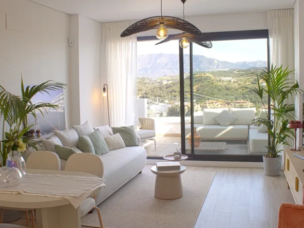 Representative show-home living room with a terrace in La Cala de Mijas