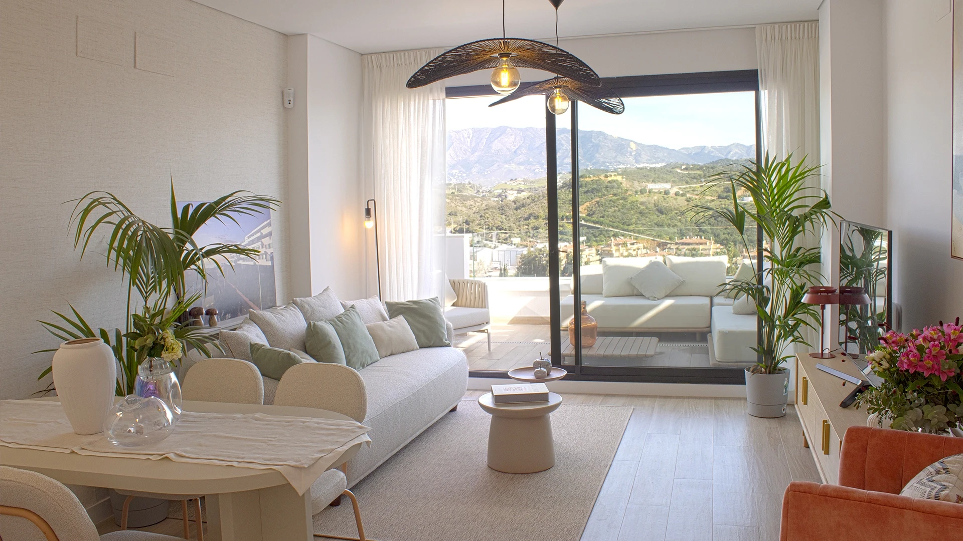 Representative show-home living room with a terrace in La Cala de Mijas