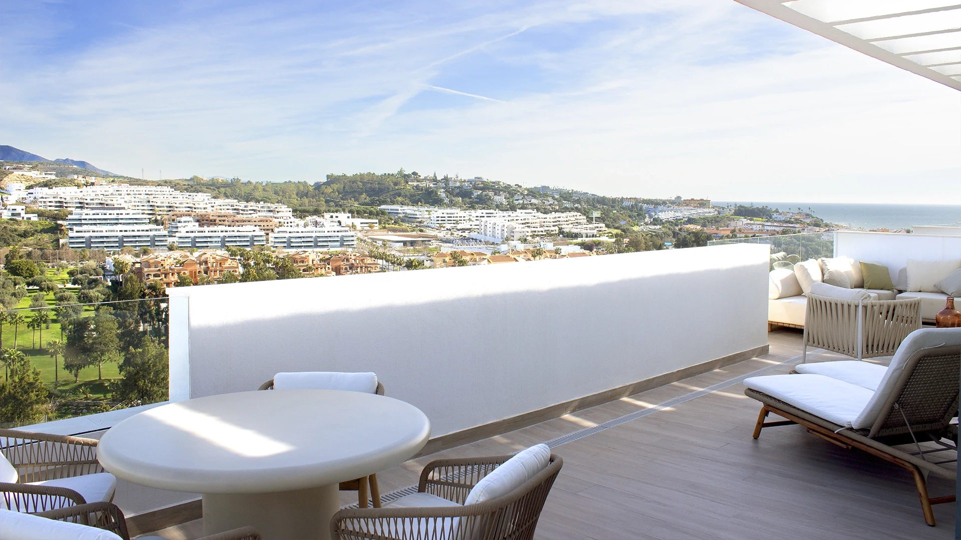 Representative wide terrace at a residential development in La Cala de Mijas