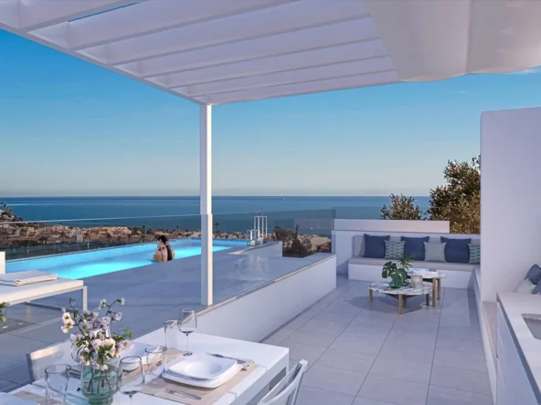Illustrative penthouse terrace and rooftop pool in La Cala de Mijas