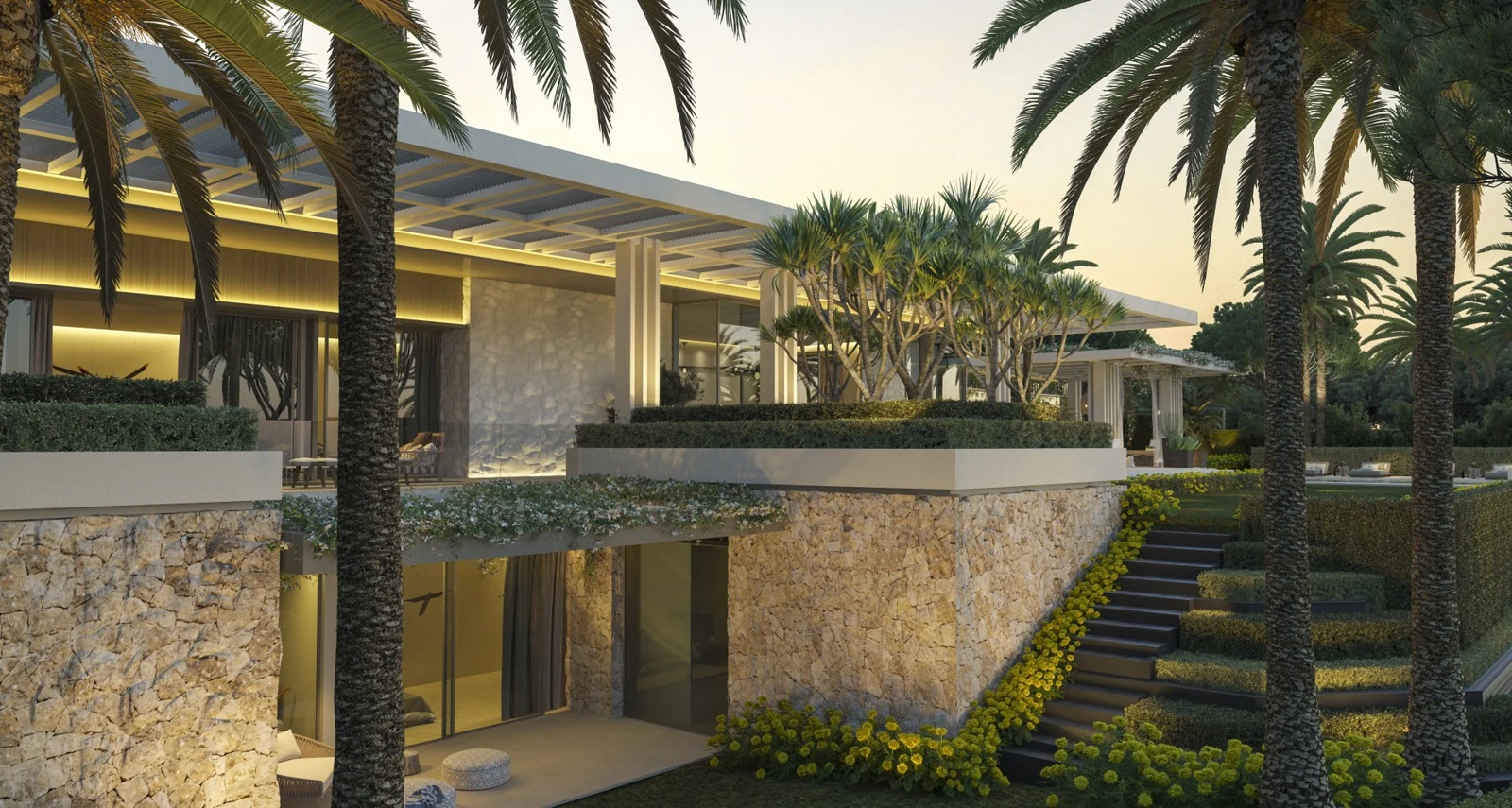 Proposed garden steps and terraces - architectural rendering