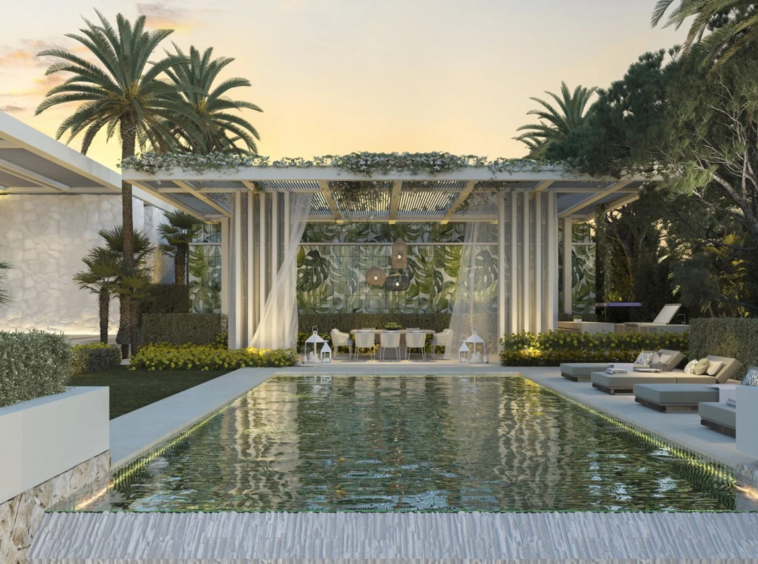 Proposed pool courtyard in La Cerquilla - architectural rendering