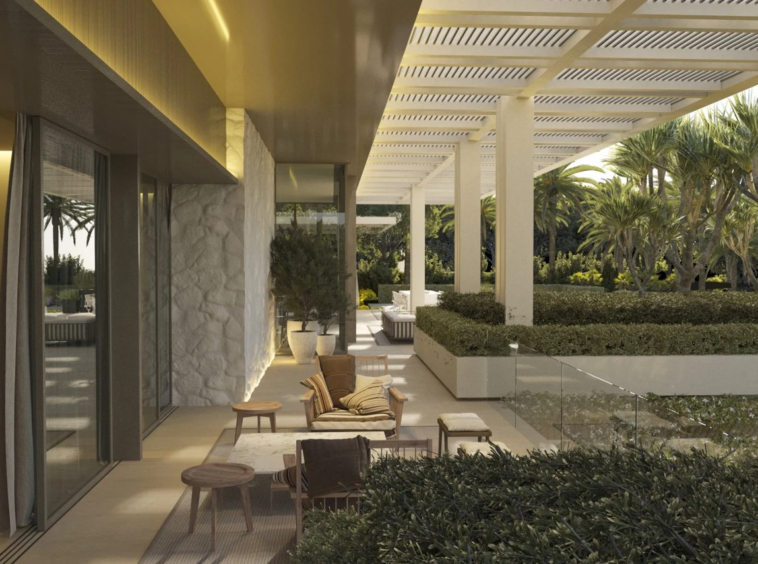 Proposed covered terrace and garden - architectural rendering