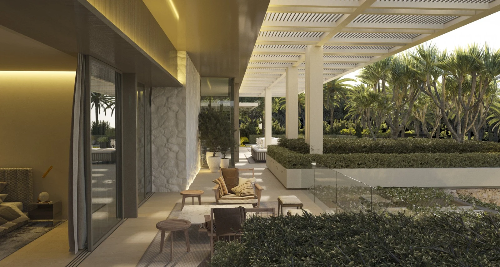Proposed covered terrace and garden - architectural rendering