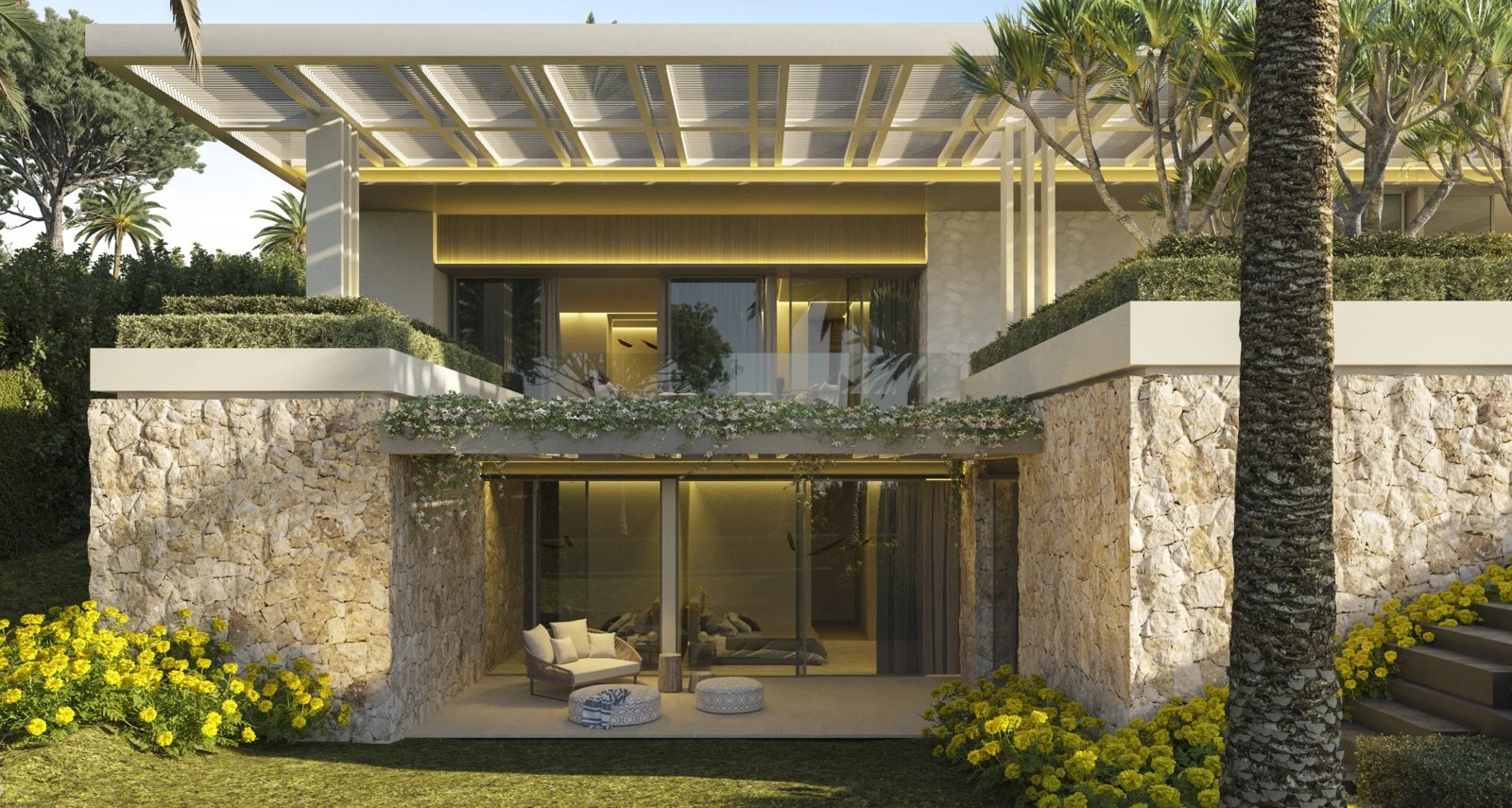 Proposed two-level villa exterior - architectural rendering