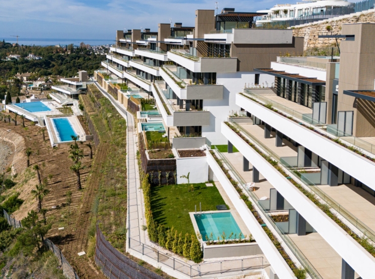 Photograph of the development exterior and landscaped grounds