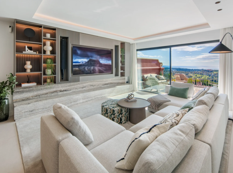 Open-plan living room with terrace access