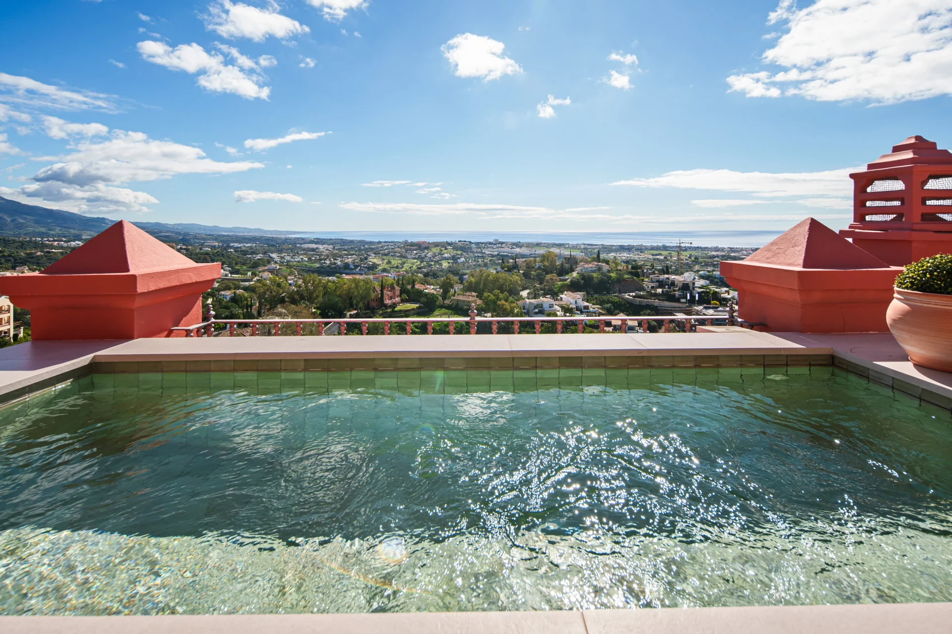 Private rooftop pool with panoramic sea views