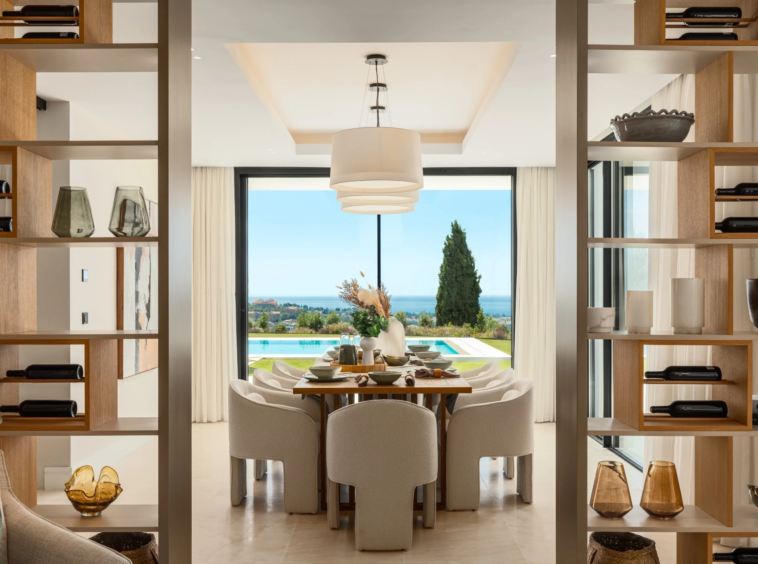 Dining room opening towards the pool terrace