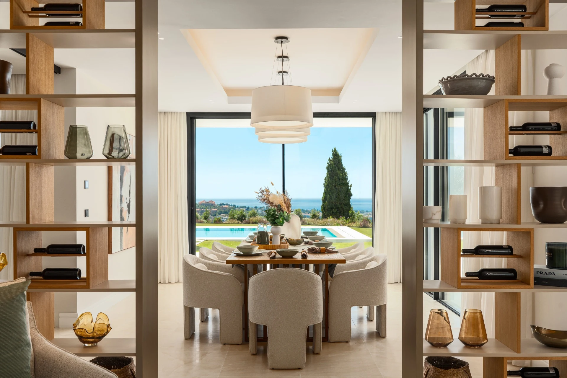 Dining room opening towards the pool terrace