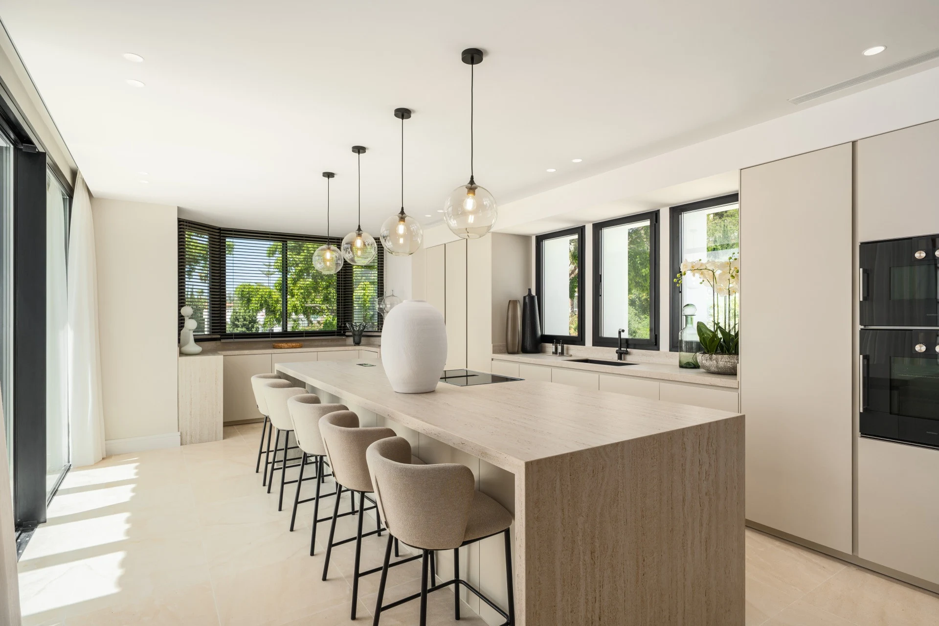 Contemporary kitchen with large central island