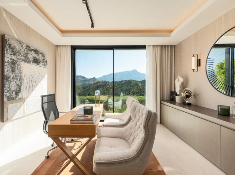 Home office overlooking the surrounding hills