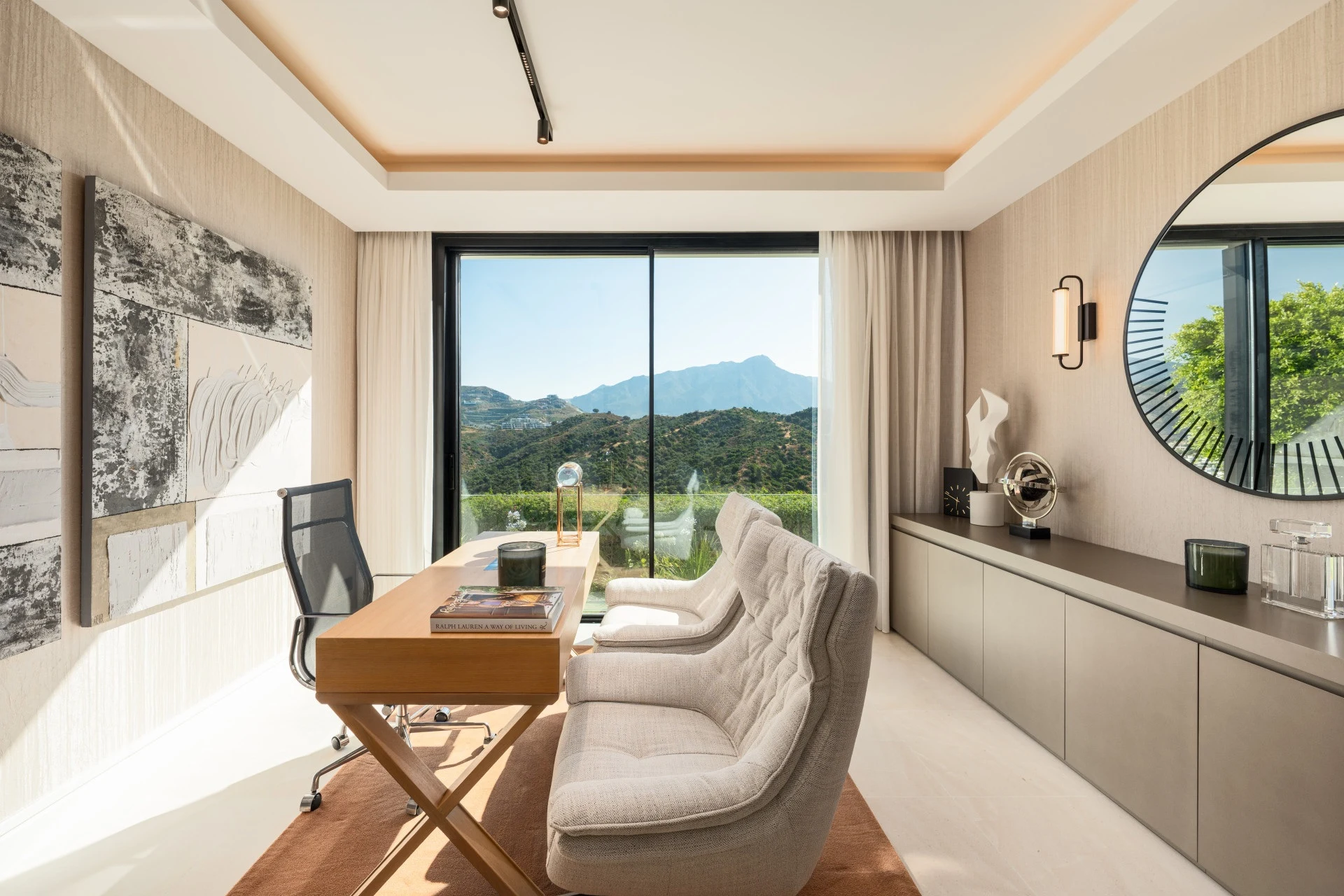 Home office overlooking the surrounding hills