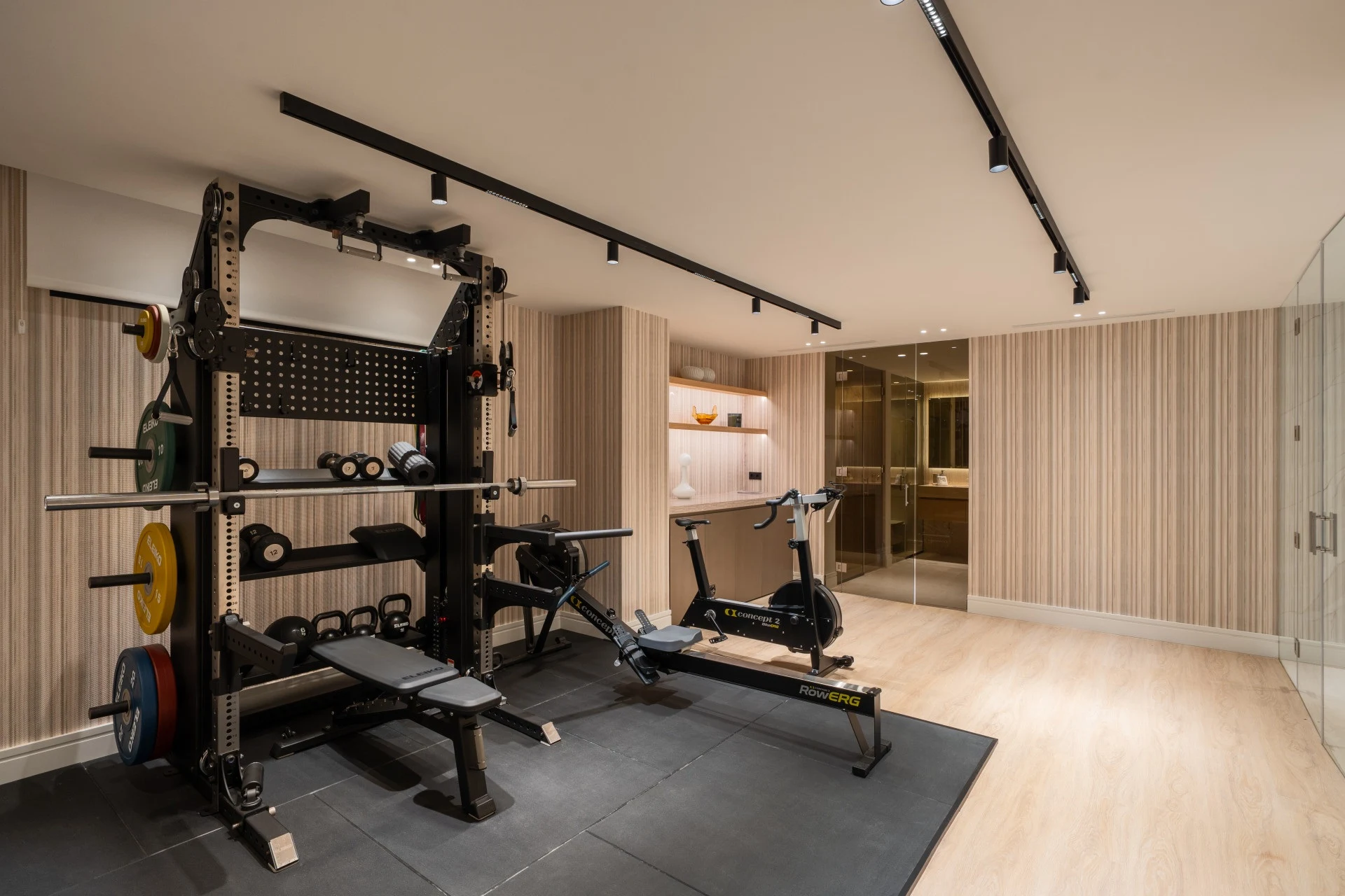 Private gym with fitness equipment