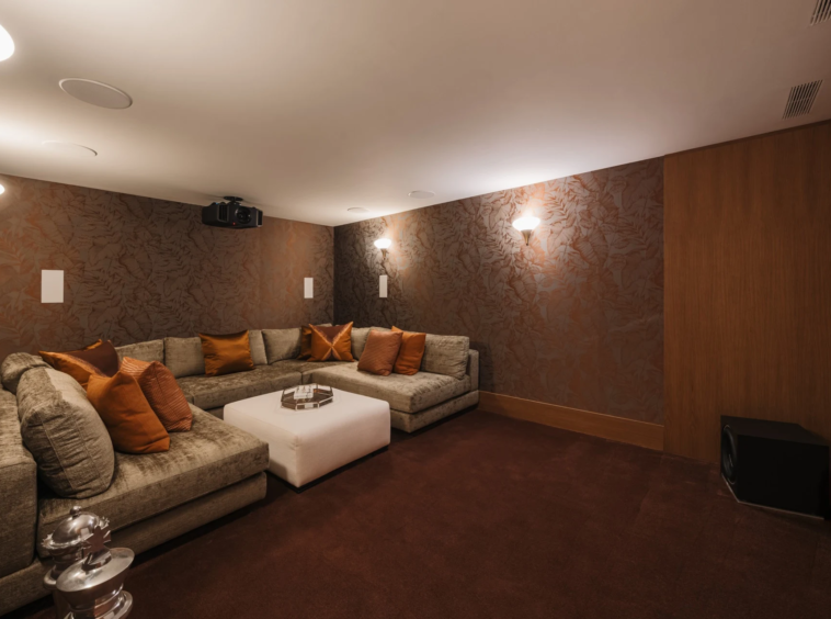 Private cinema room with tiered seating