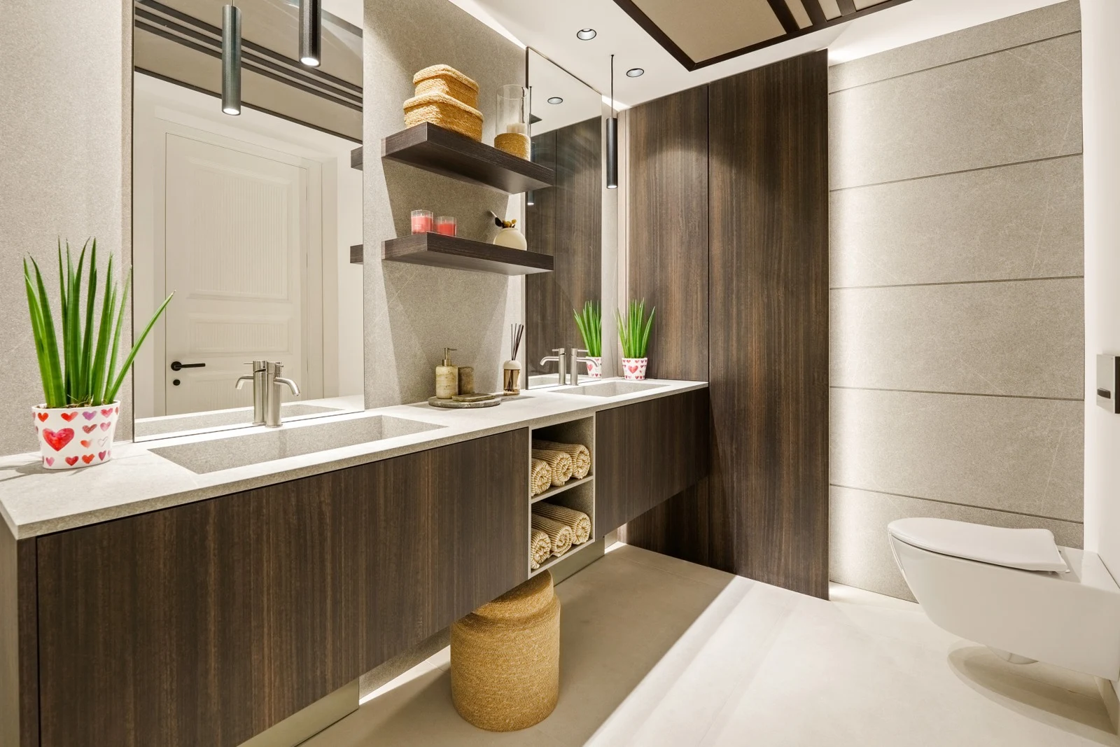 Bathroom with walk-in shower and fitted vanity