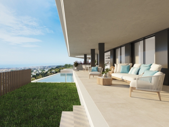 Illustrative garden apartment terrace in La Quinta