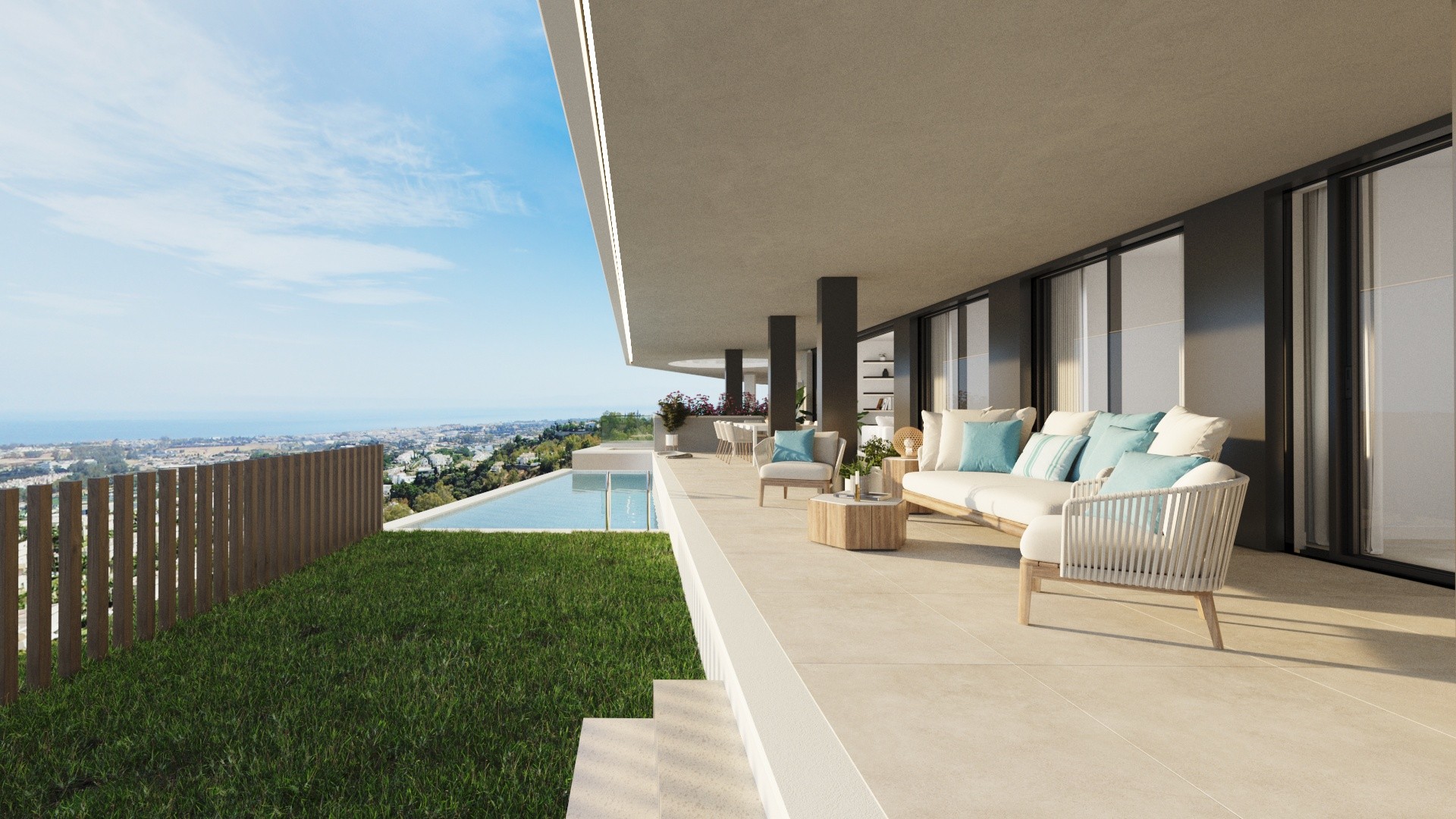 Illustrative garden apartment terrace in La Quinta