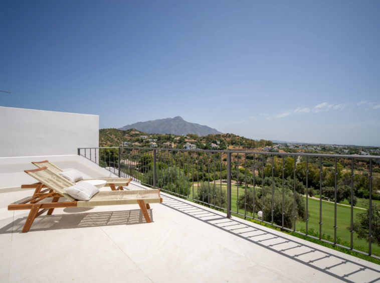 Terrace overlooking La Quinta golf and the surrounding hills