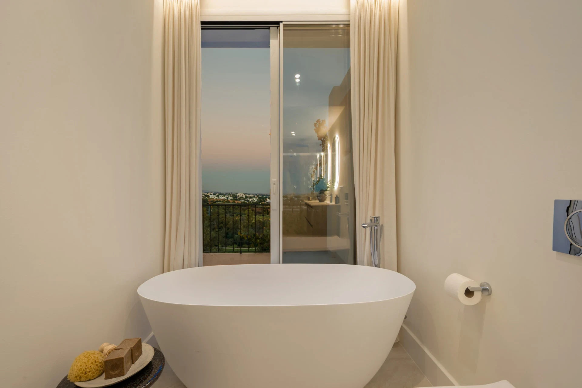 Bathroom with freestanding bath