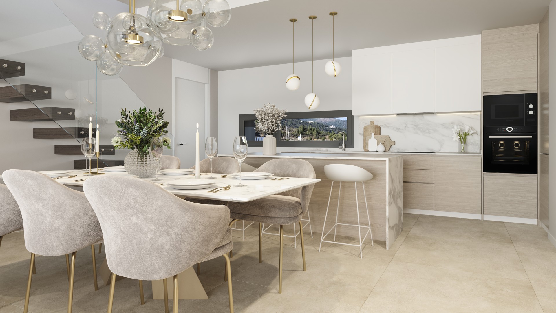Illustrative penthouse open kitchen