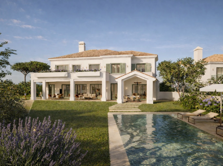 Proposed villa garden and pool - architectural rendering