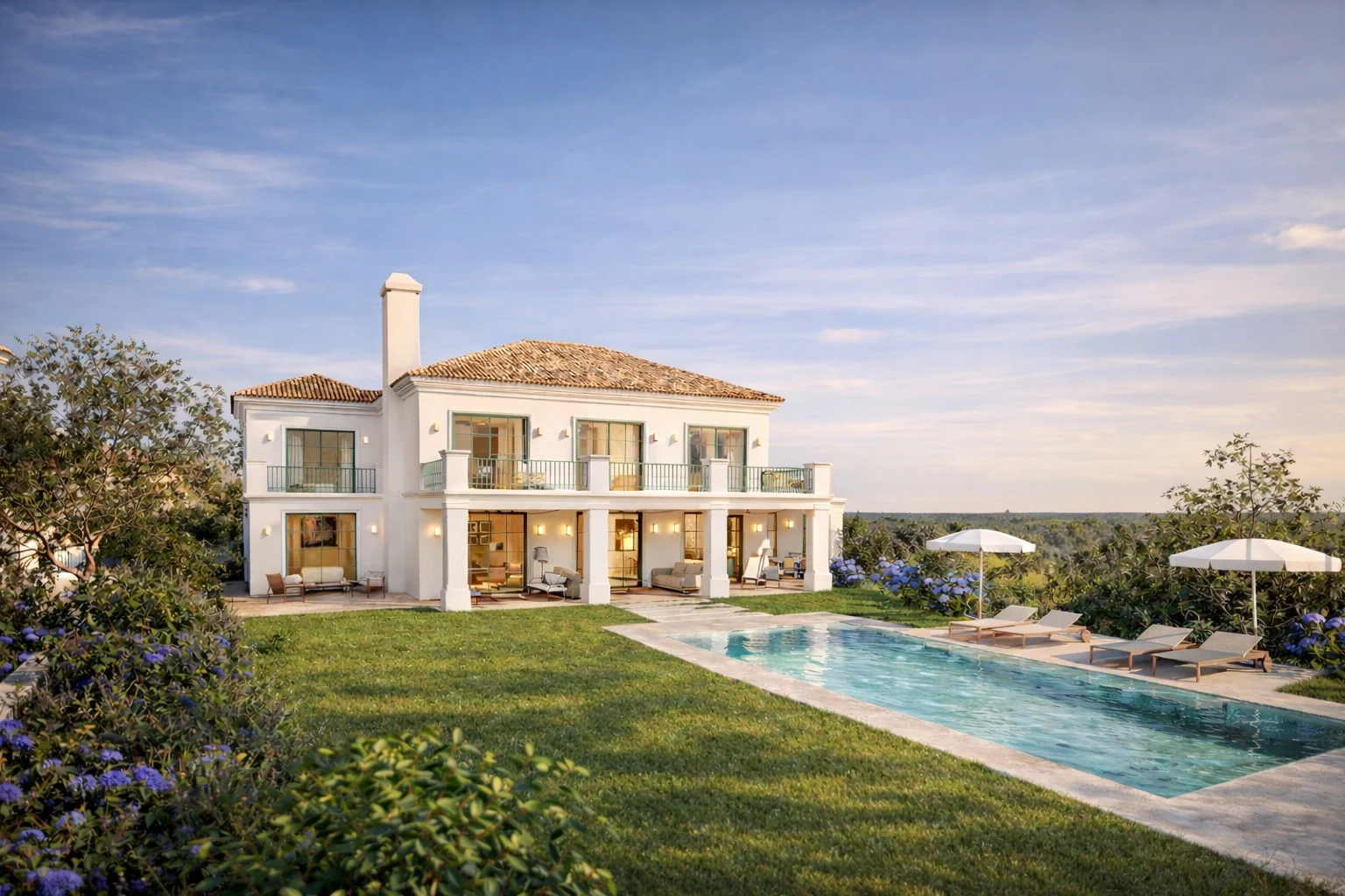 Proposed villa exterior and terrace - architectural rendering