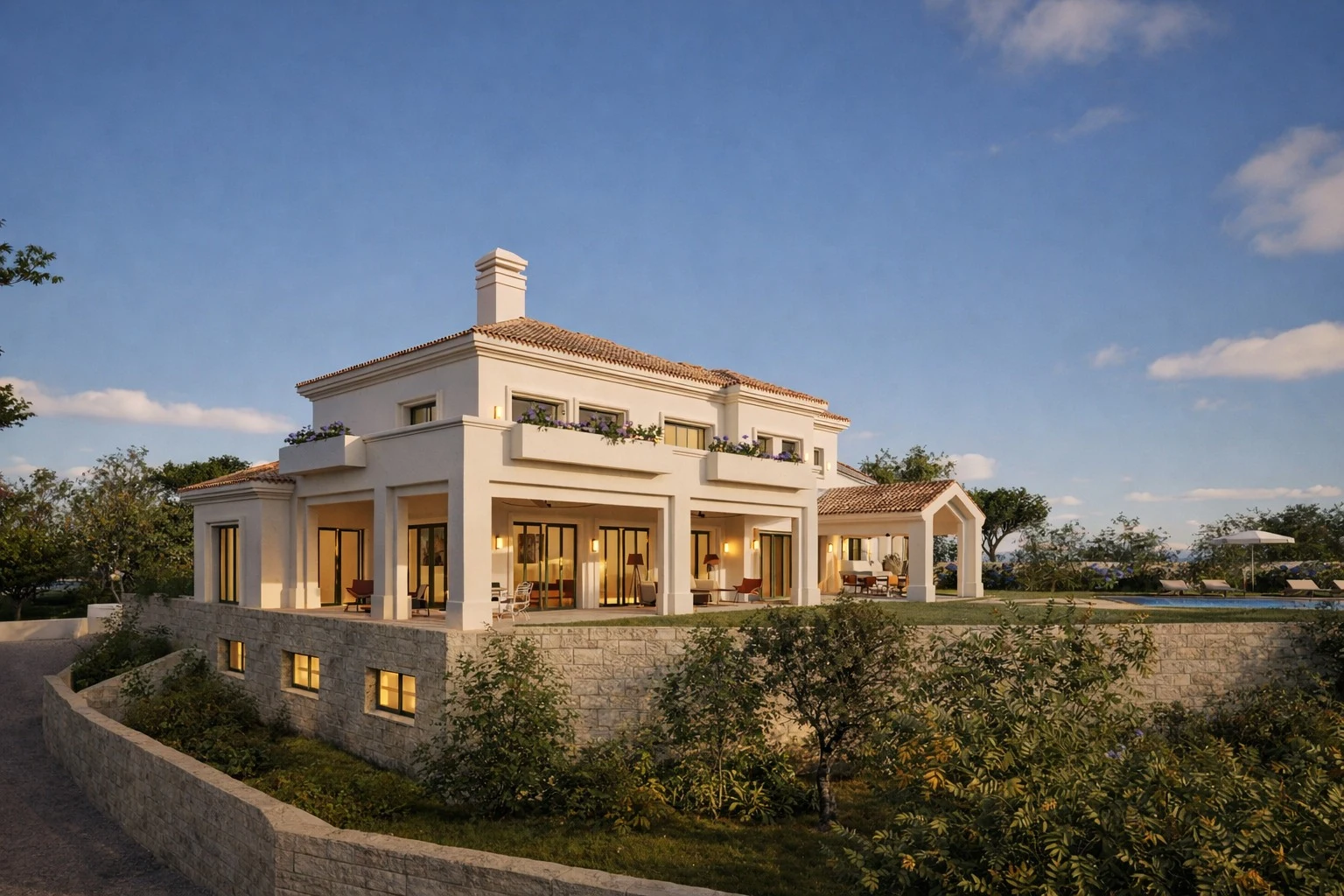 Proposed villa on the hillside - architectural rendering