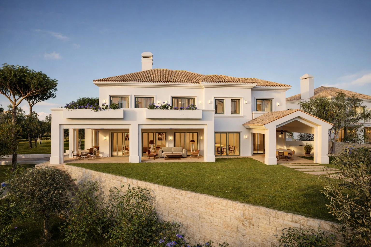 Proposed villa garden facade - architectural rendering